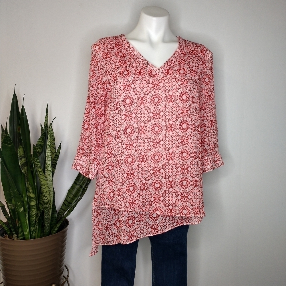 The Limited Red and White Blouse